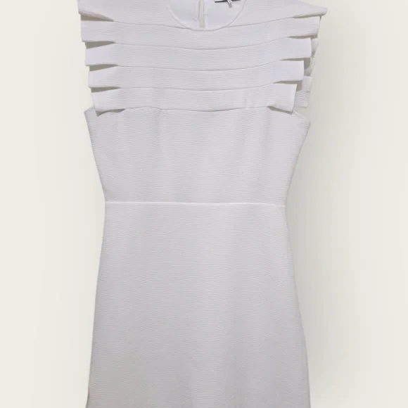 Sandro Paris White Laurena Mini Dress Size 38/US 6 Pleated Ruffle EUC - Picture 7 of 16